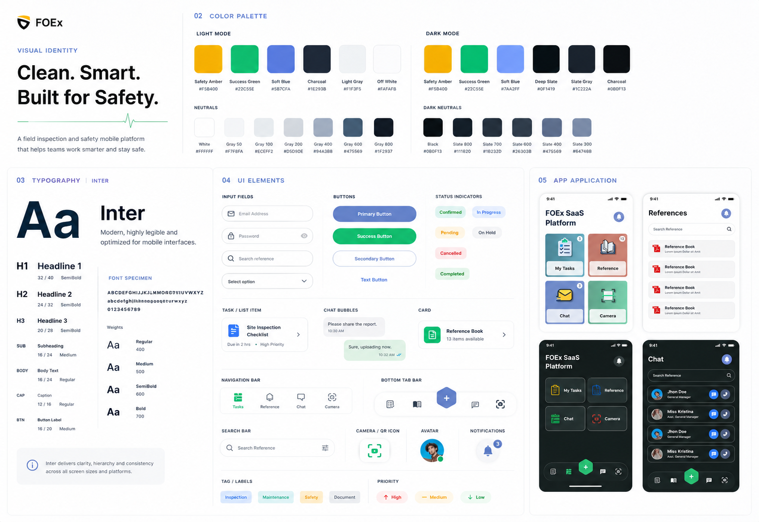FOEx SaaS Platform colours and typography presentation