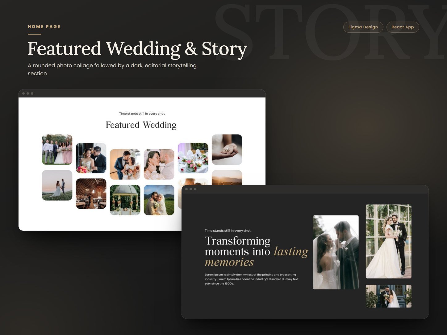 Mian Visuals featured wedding photo collage and storytelling section