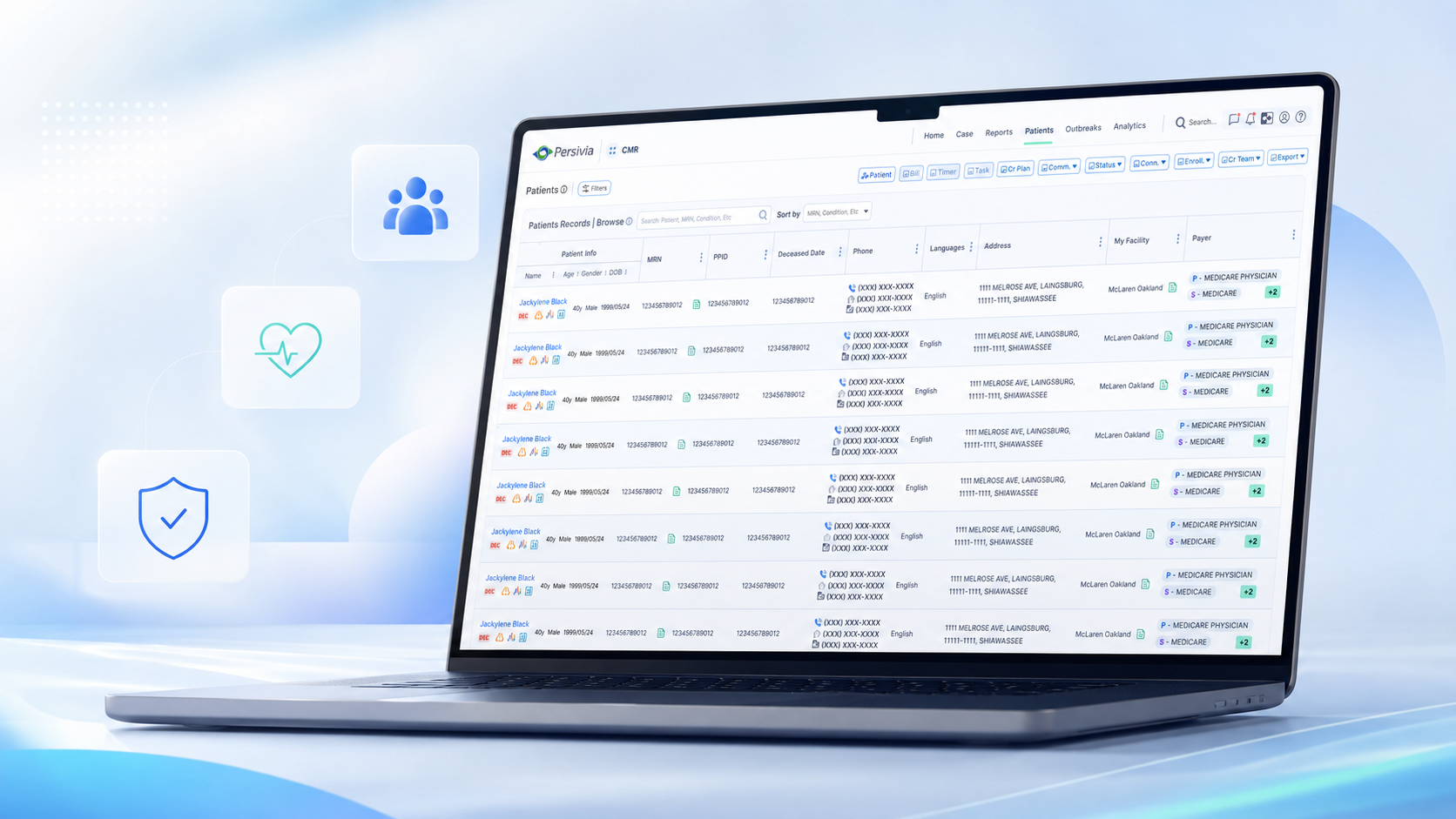 Patient Management System project mockup two